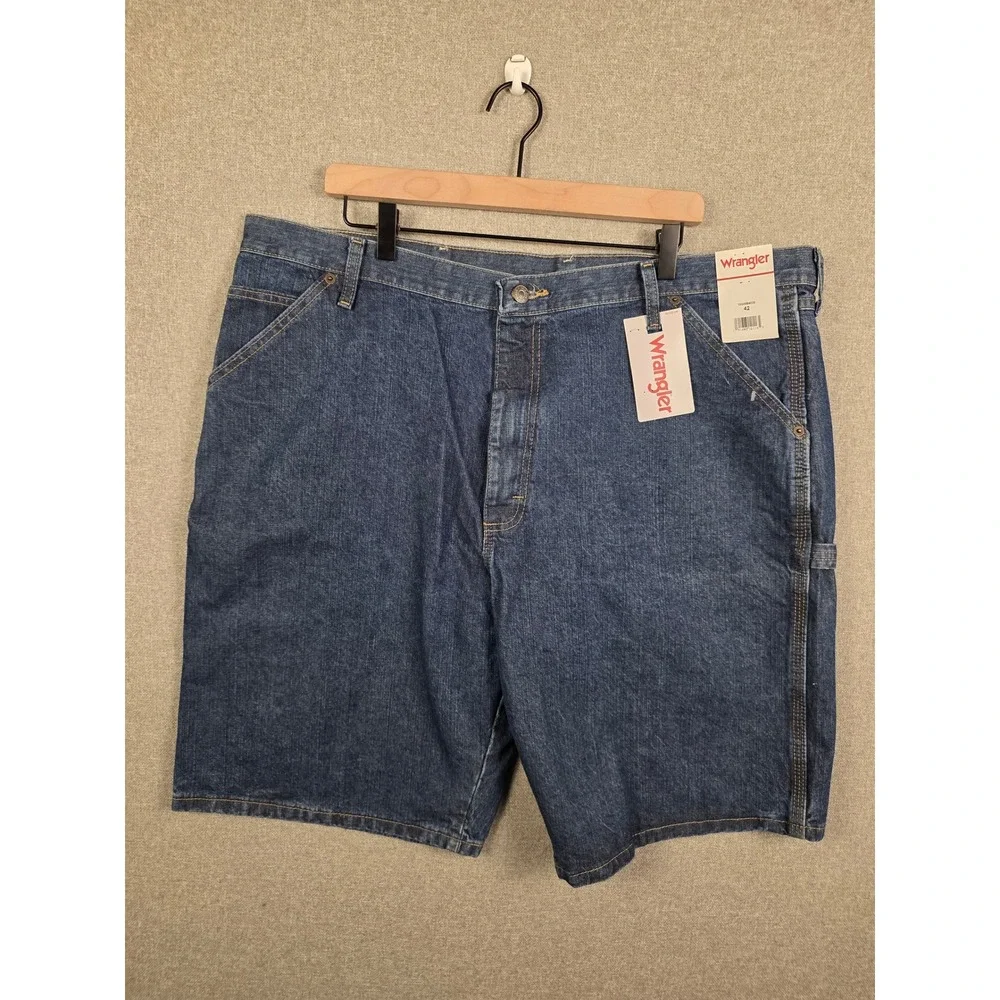 Wrangler Carpenter Denim Shorts Mens 42 Dark Wash Indigo 10GWS40DI NWT